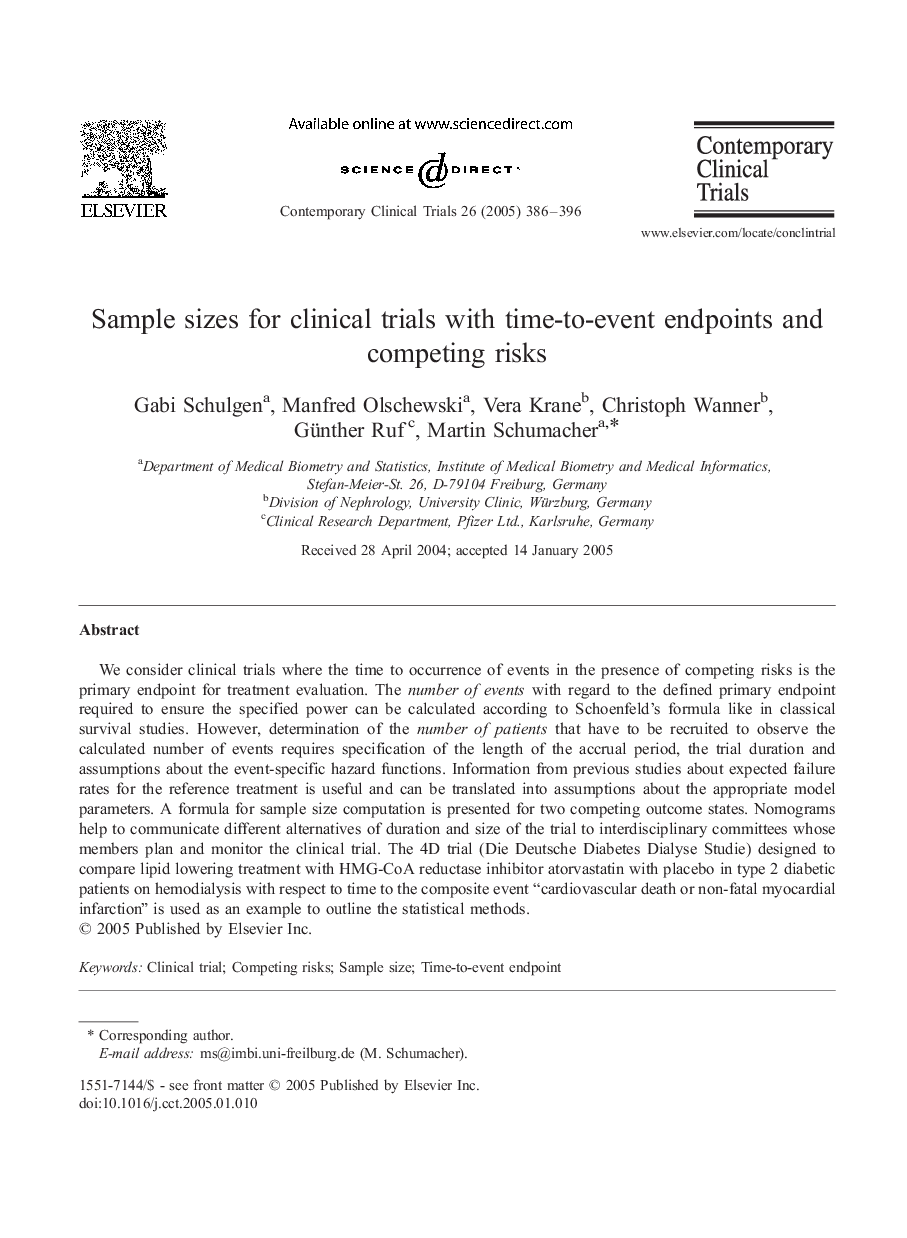 Sample sizes for clinical trials with time-to-event endpoints and competing risks