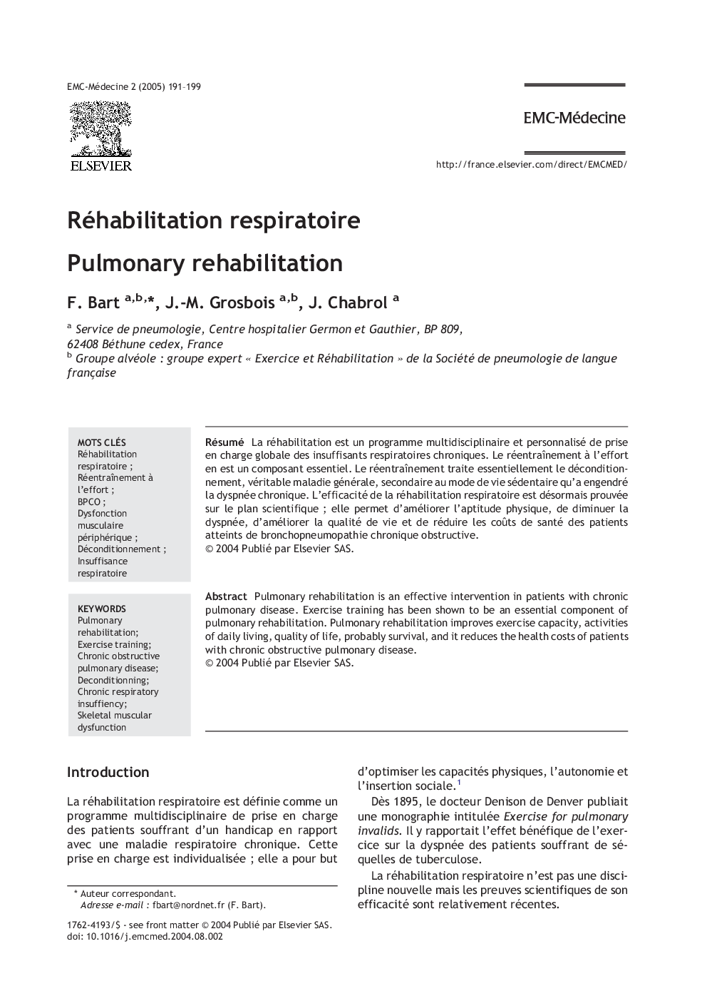 Réhabilitation respiratoire