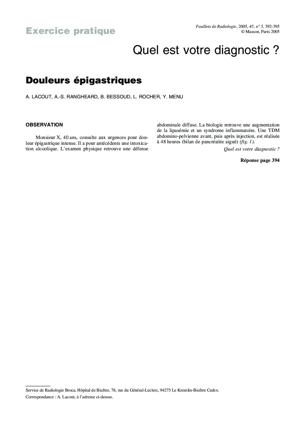 Douleurs épigastriques