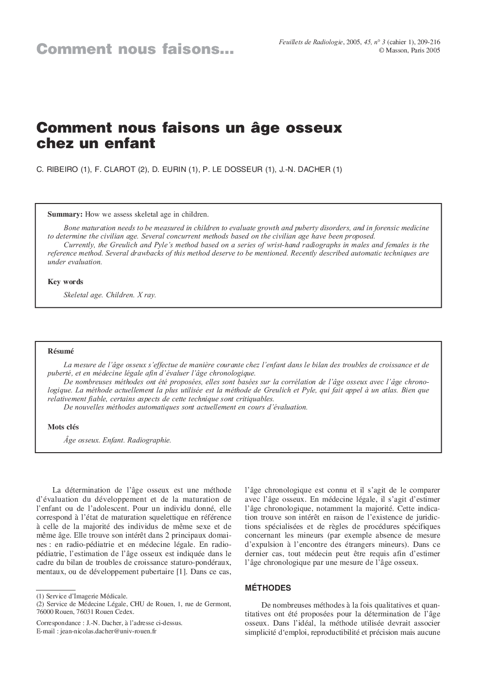 Comment nous faisons un Ã¢ge osseux chez un enfant