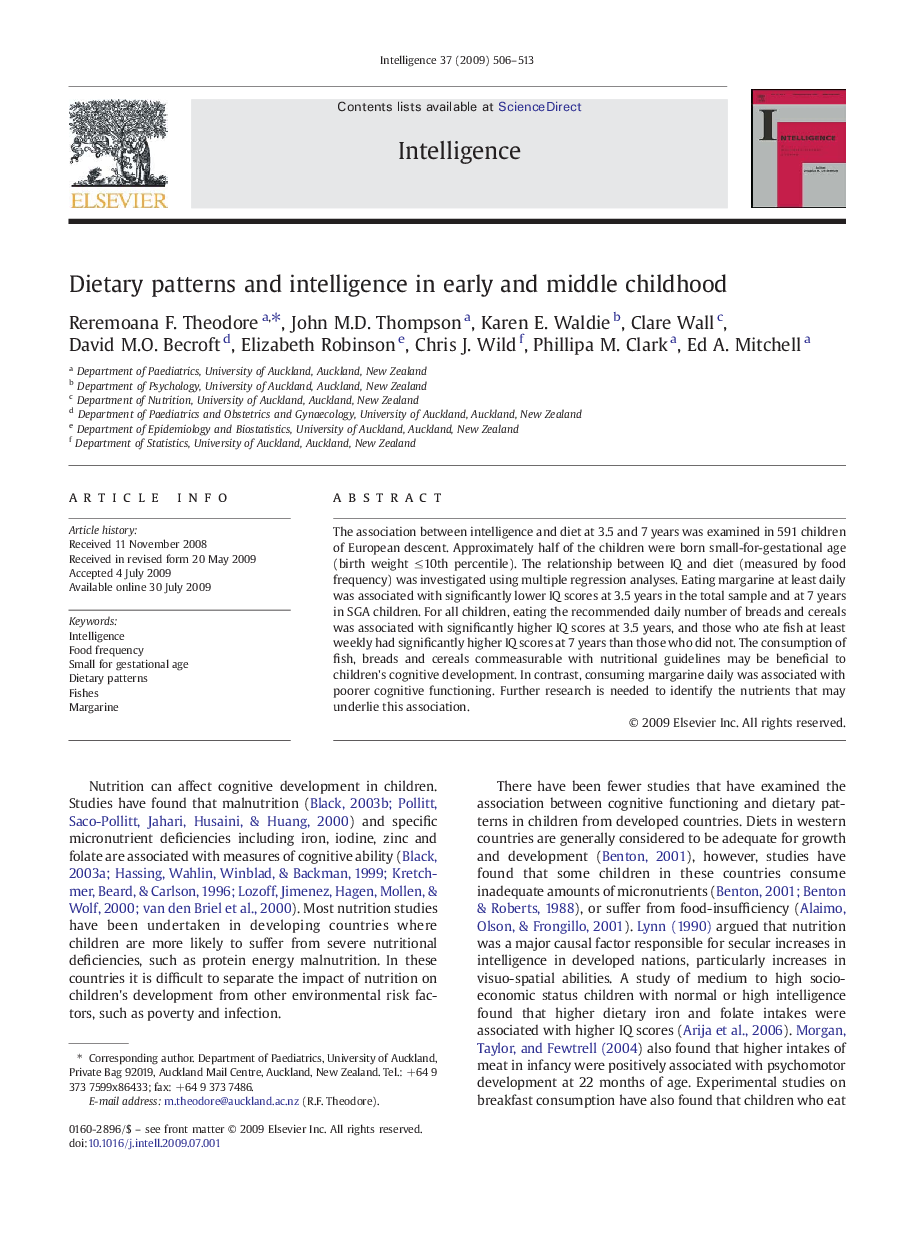 Dietary patterns and intelligence in early and middle childhood