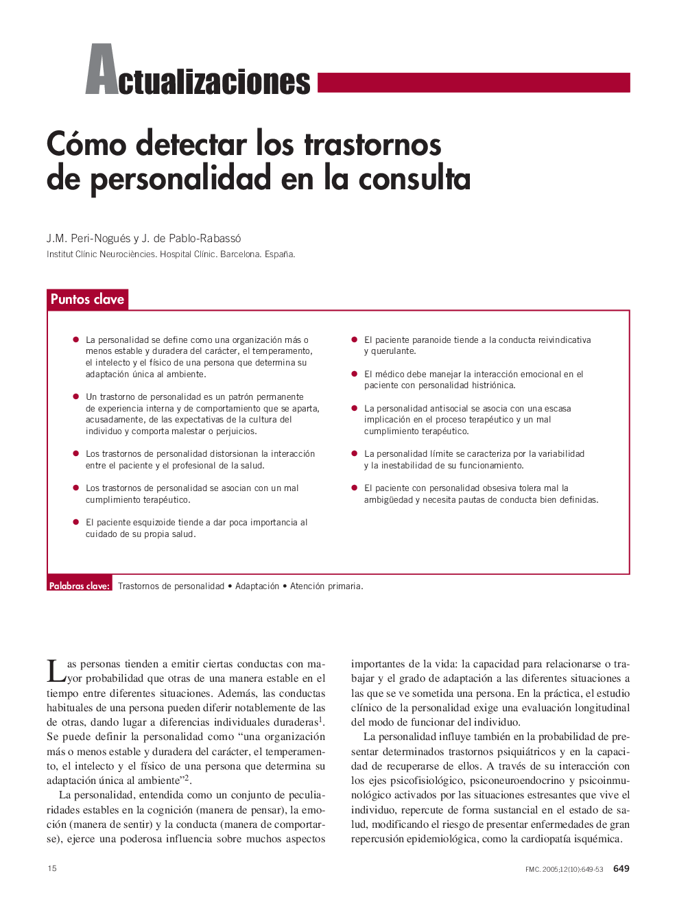 Cómo detectar los trastornos de personalidad en la consulta