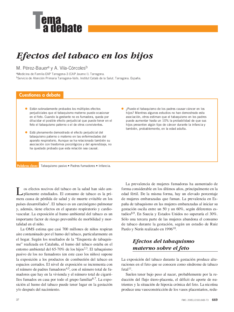 Efectos del tabaco en los hijos