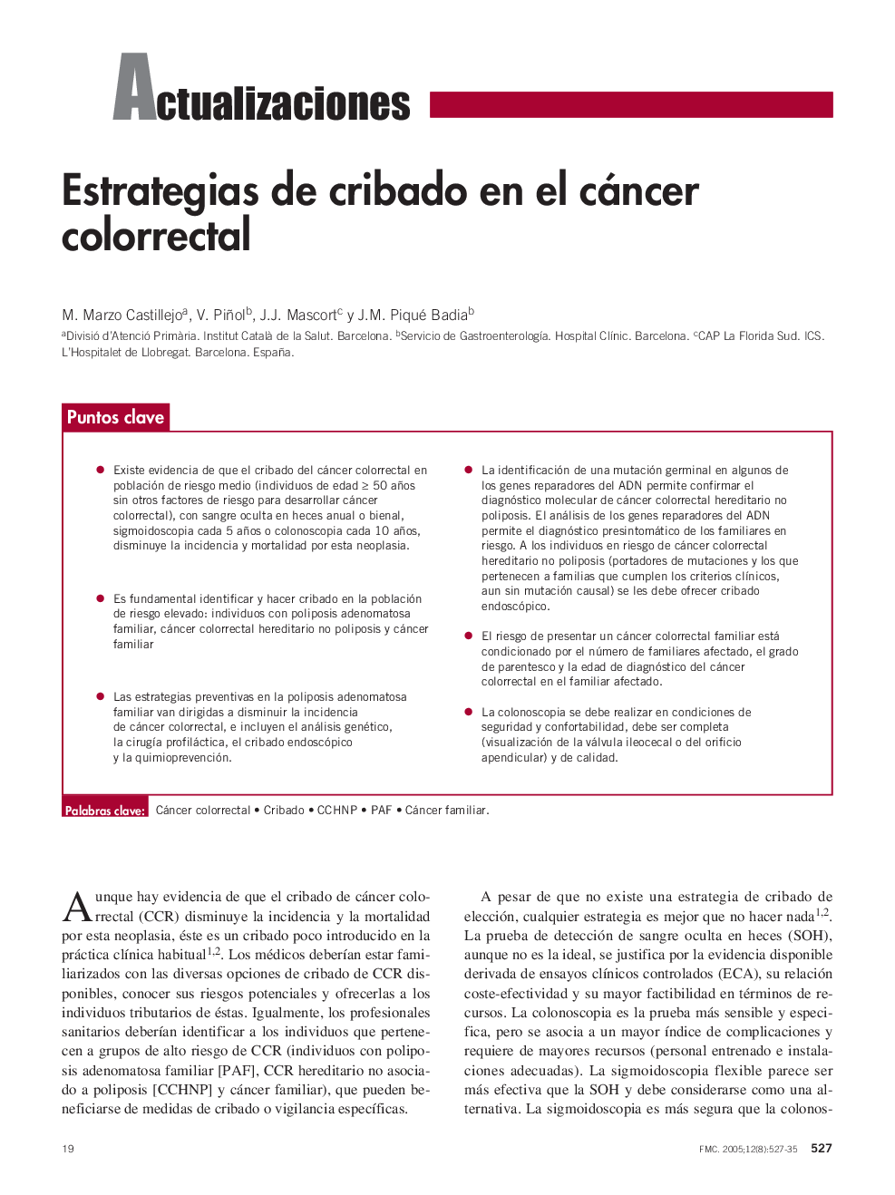 Estrategias de cribado en el cáncer colorrectal