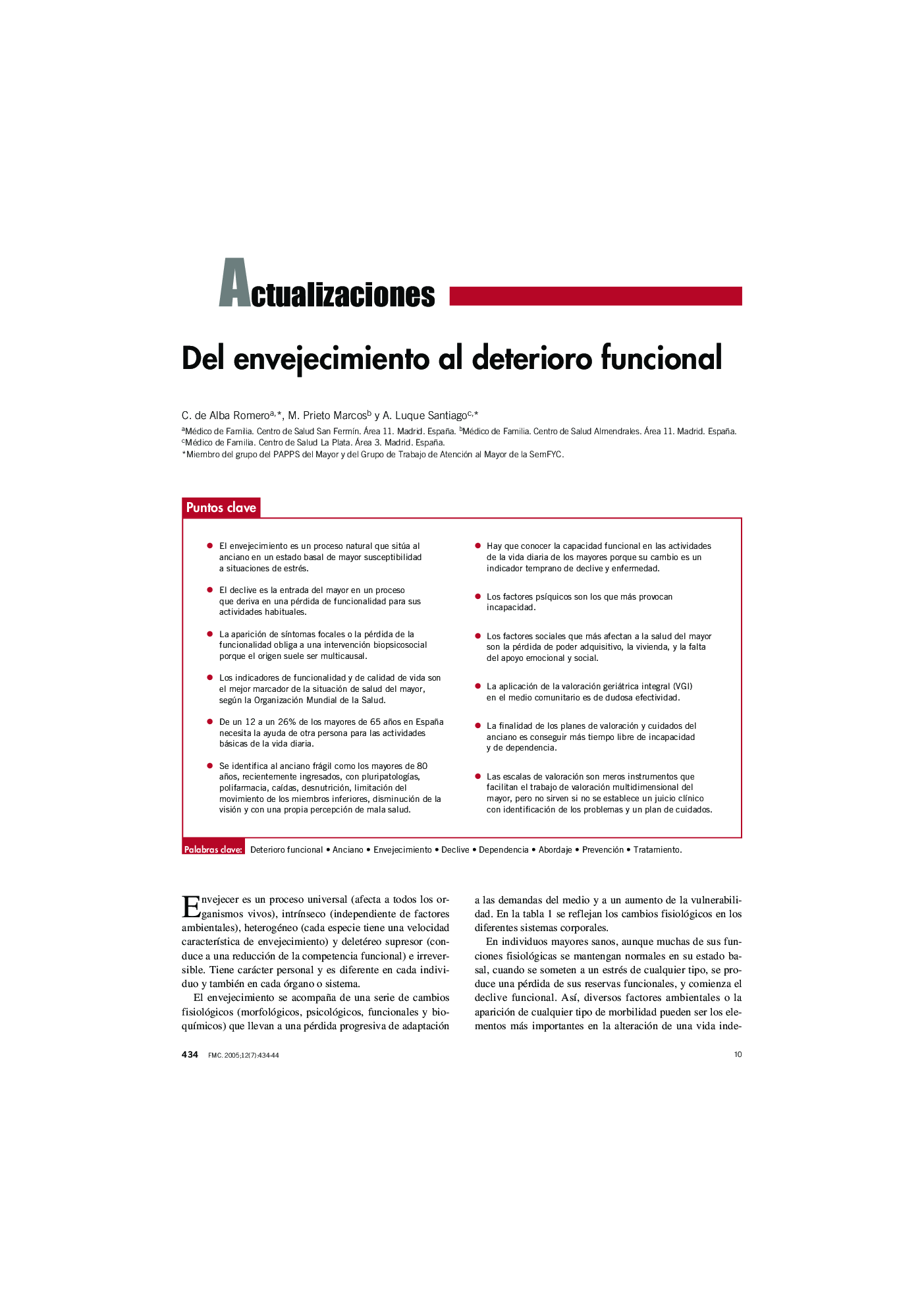 Del envejecimiento al deterioro funcional