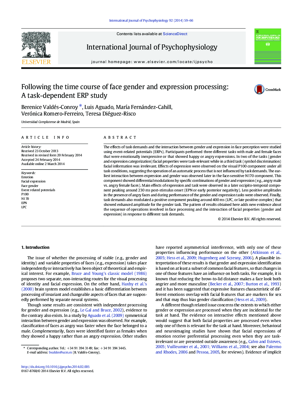 Following the time course of face gender and expression processing: A task-dependent ERP study