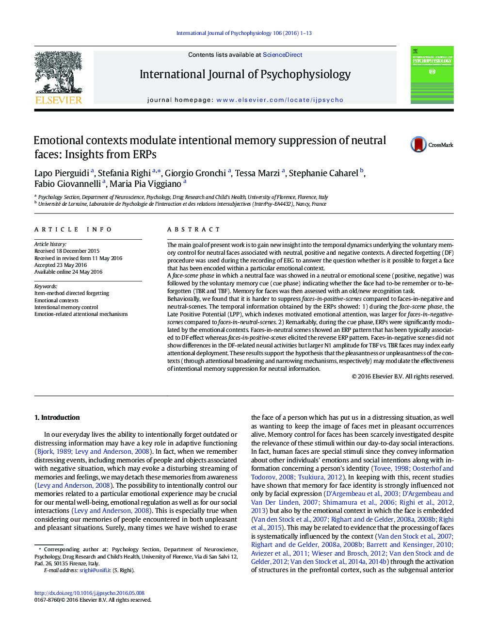 Emotional contexts modulate intentional memory suppression of neutral faces: Insights from ERPs