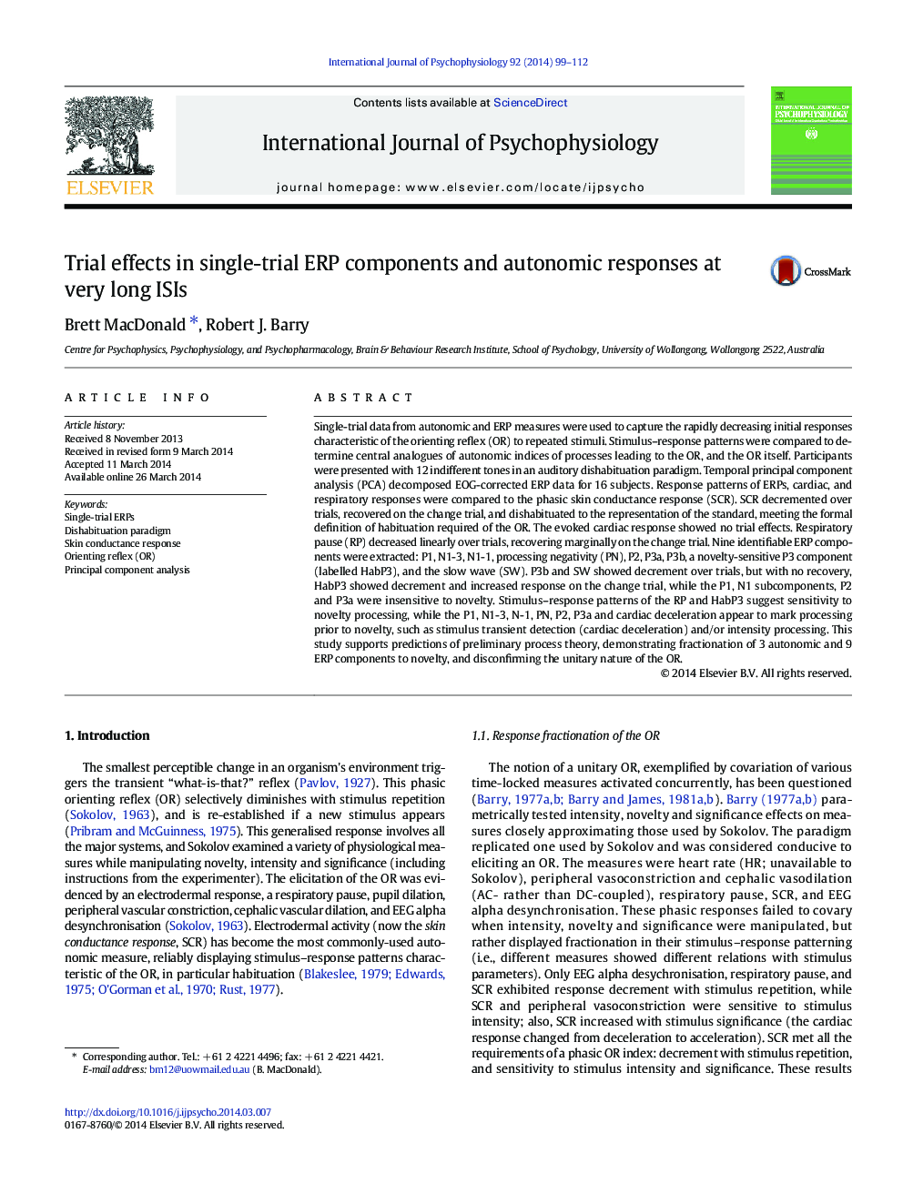 Trial effects in single-trial ERP components and autonomic responses at very long ISIs