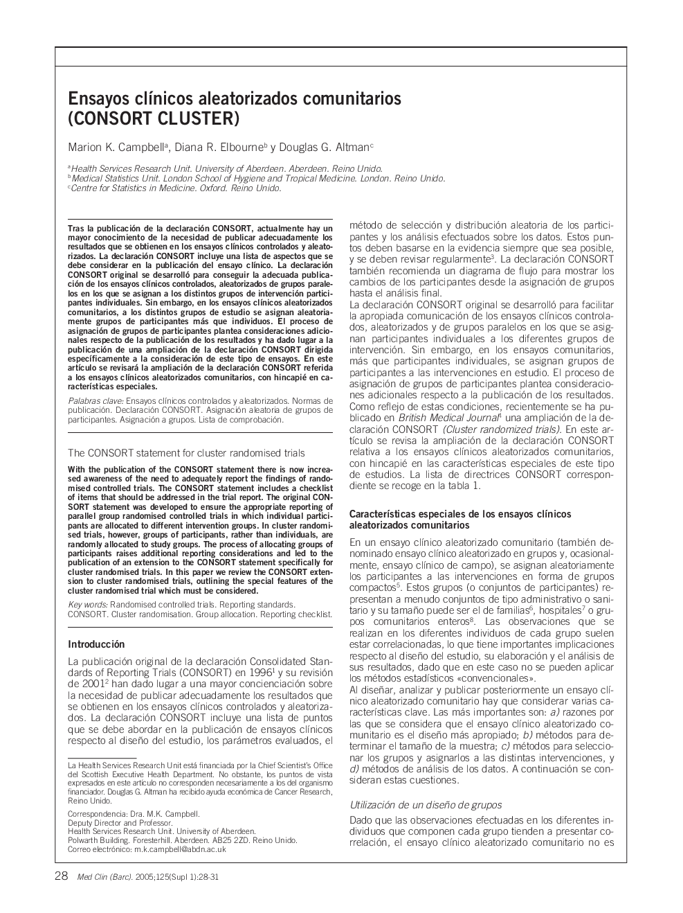 Ensayos clÃ­nicos aleatorizados comunitarios (CONSORT CLUSTER)