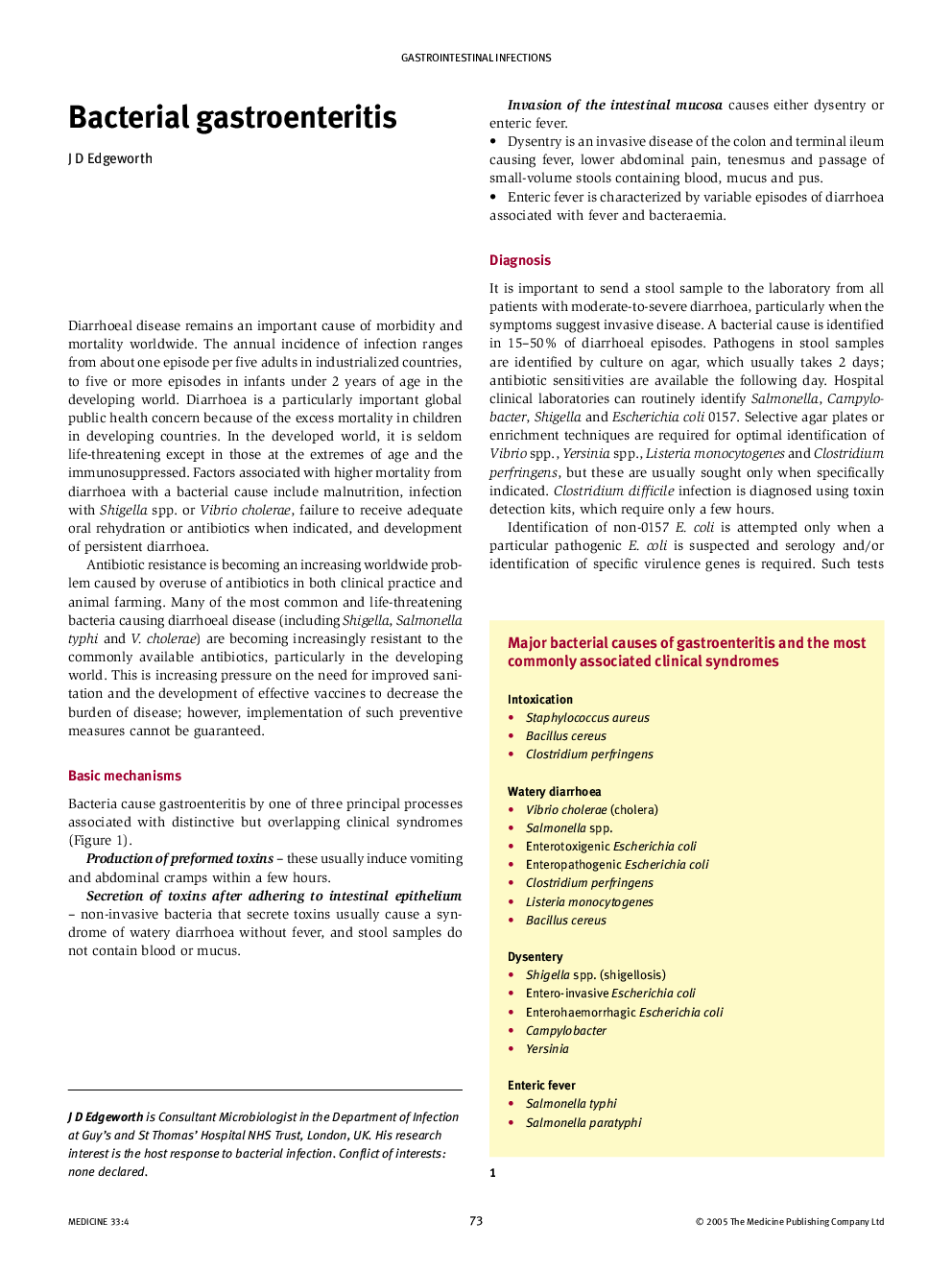 Bacterial gastroenteritis