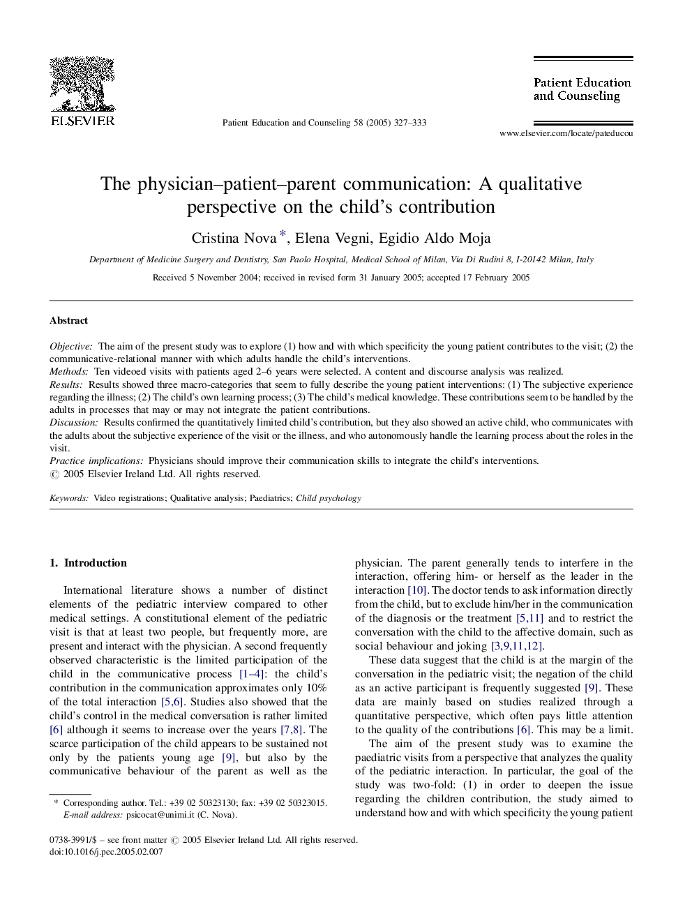 The physician-patient-parent communication: A qualitative perspective on the child's contribution