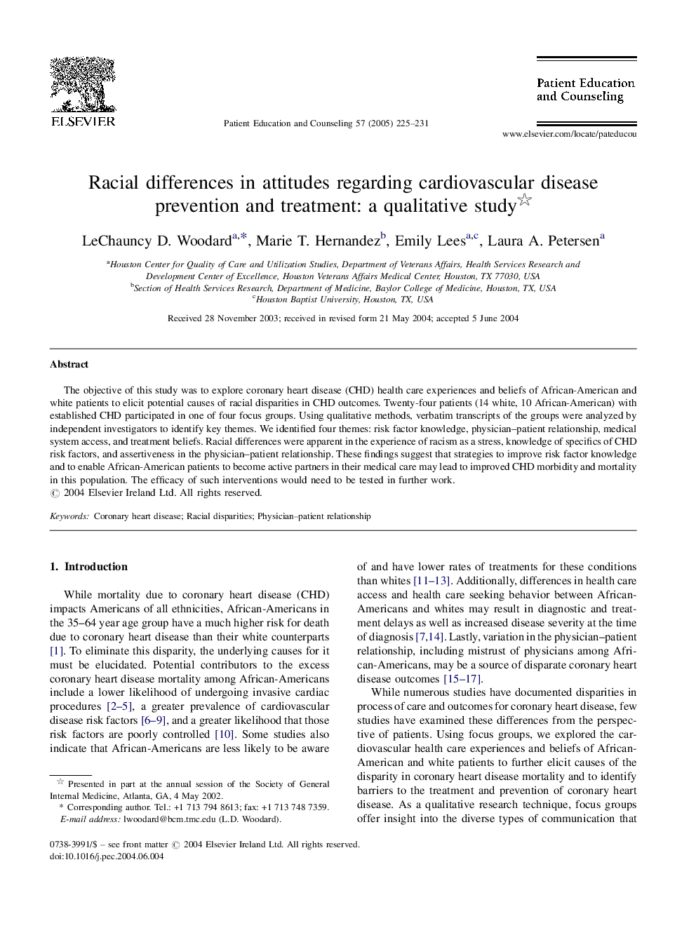 Racial differences in attitudes regarding cardiovascular disease prevention and treatment: a qualitative study