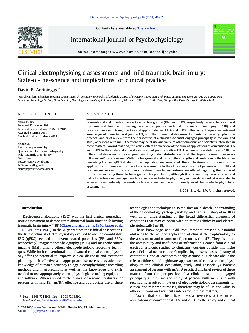 Clinical electrophysiologic assessments and mild traumatic brain injury: State-of-the-science and implications for clinical practice