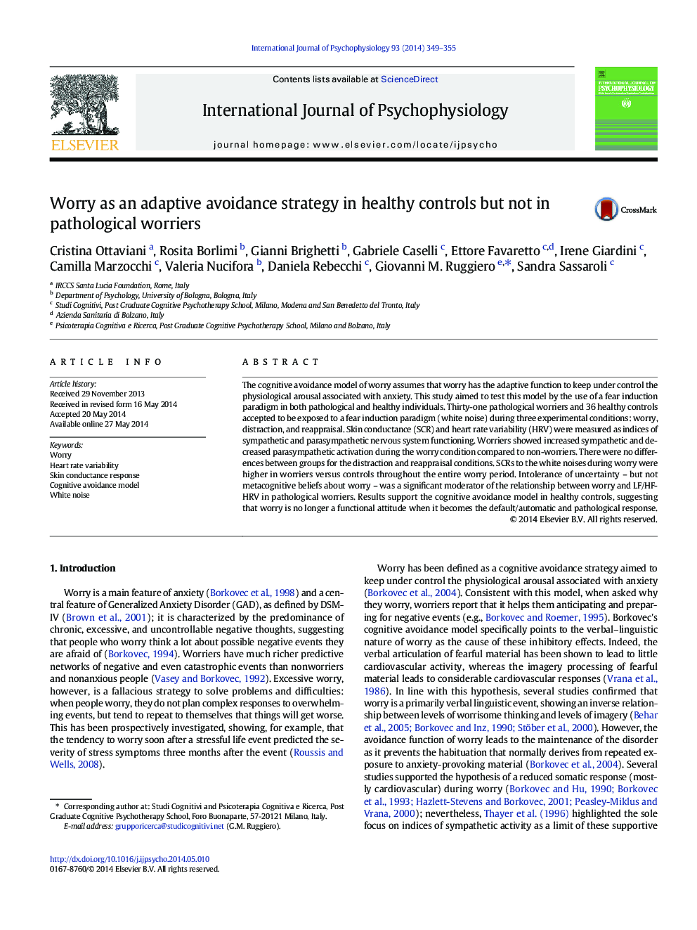 Worry as an adaptive avoidance strategy in healthy controls but not in pathological worriers