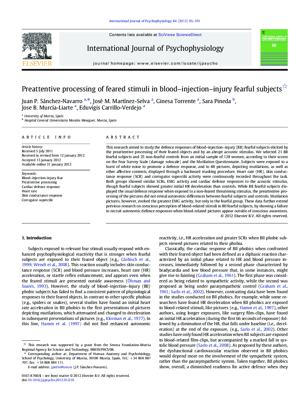 Preattentive processing of feared stimuli in blood–injection–injury fearful subjects 