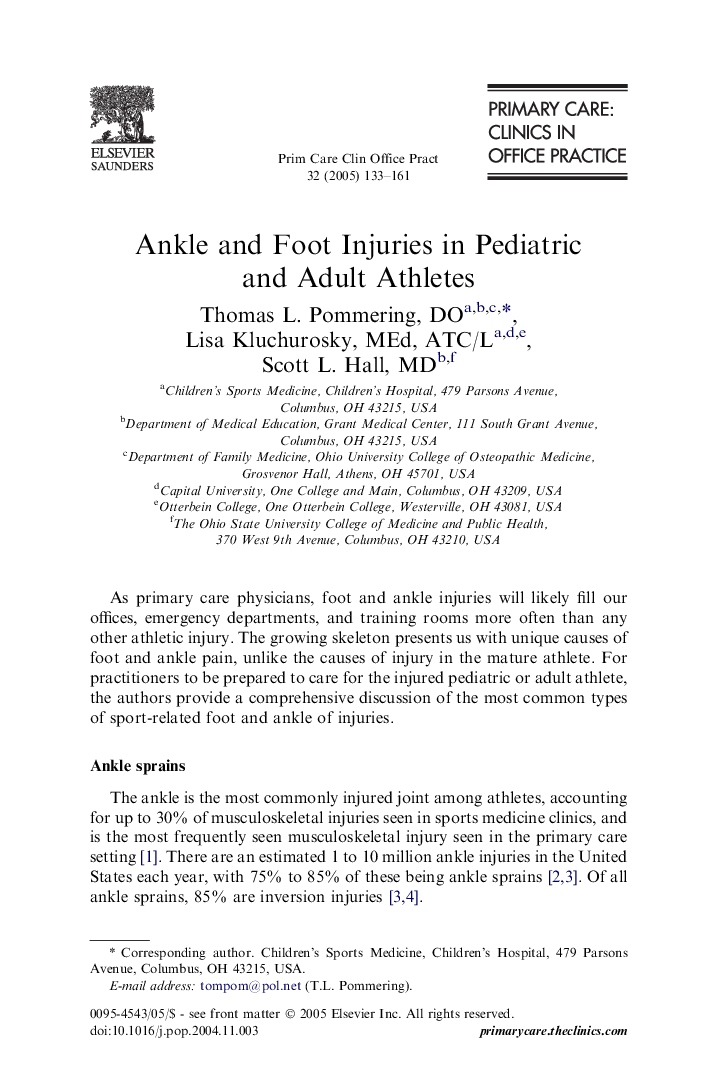 Ankle and Foot Injuries in Pediatric and Adult Athletes