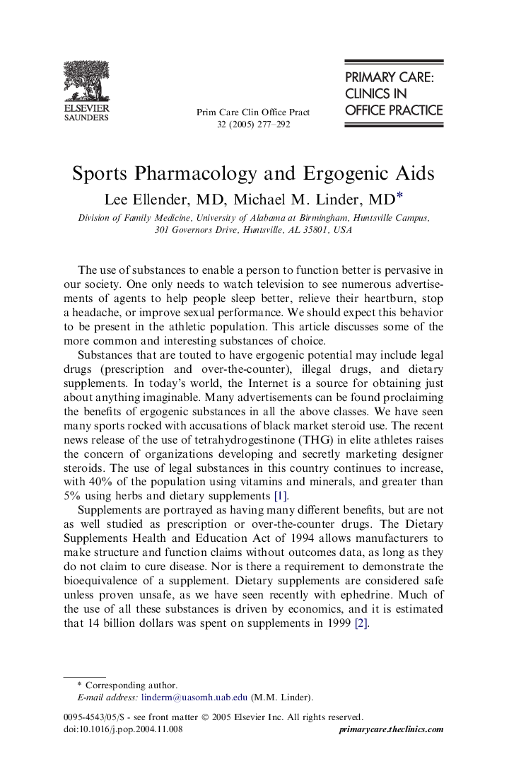 Sports Pharmacology and Ergogenic Aids