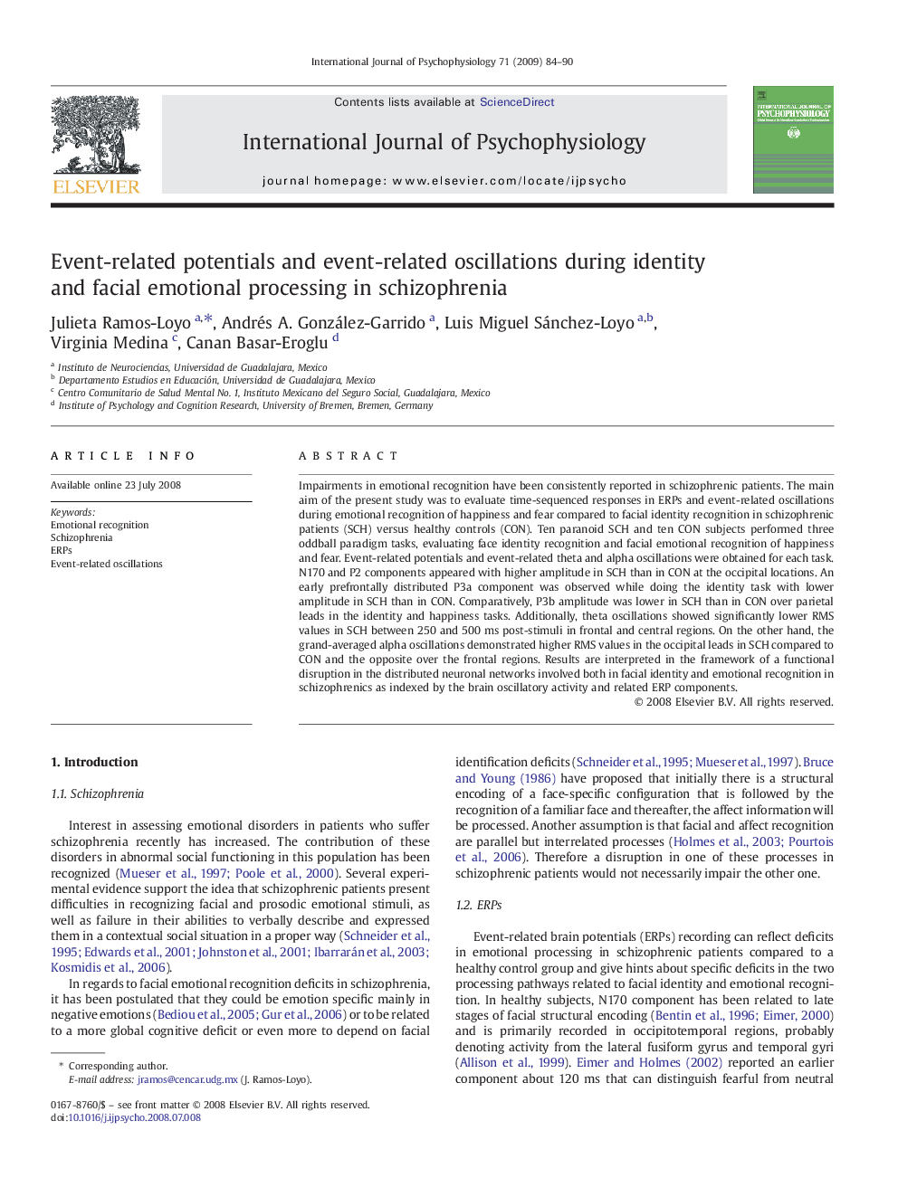 Event-related potentials and event-related oscillations during identity and facial emotional processing in schizophrenia