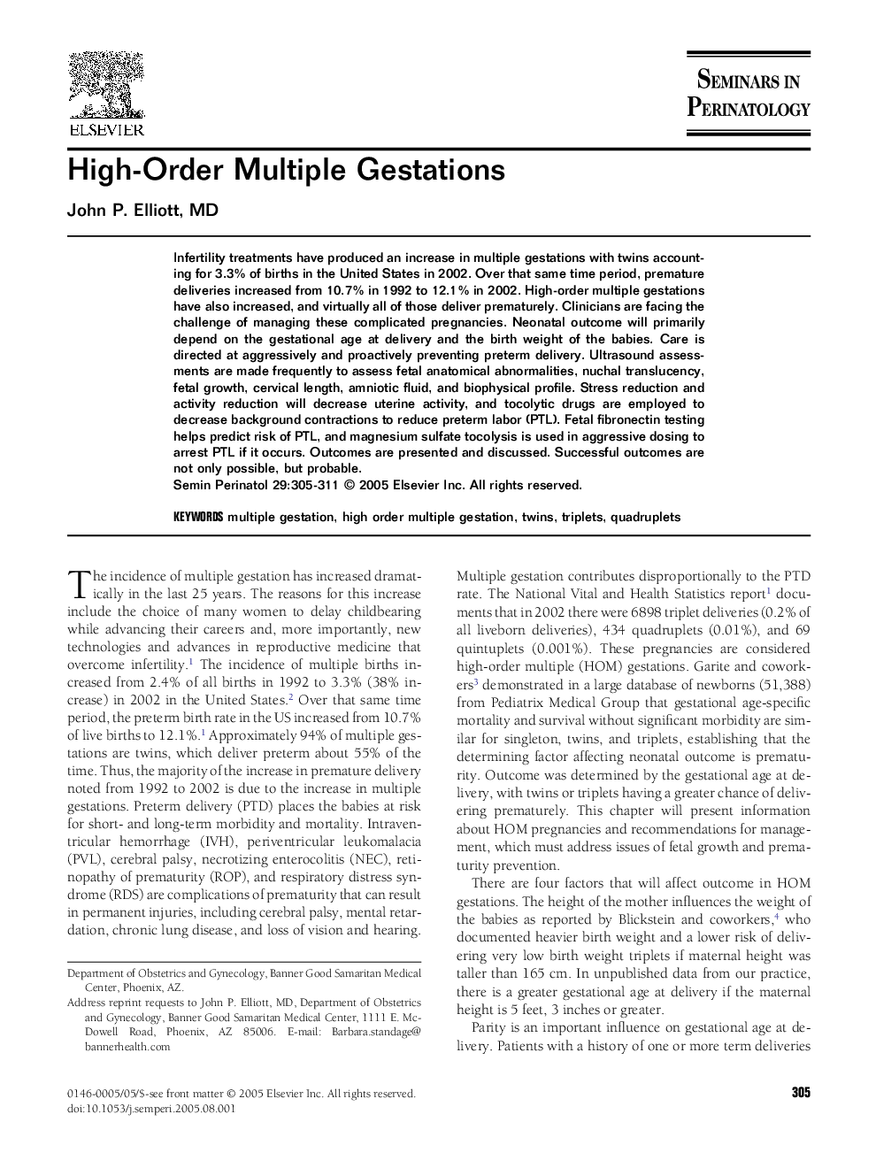 High-Order Multiple Gestations