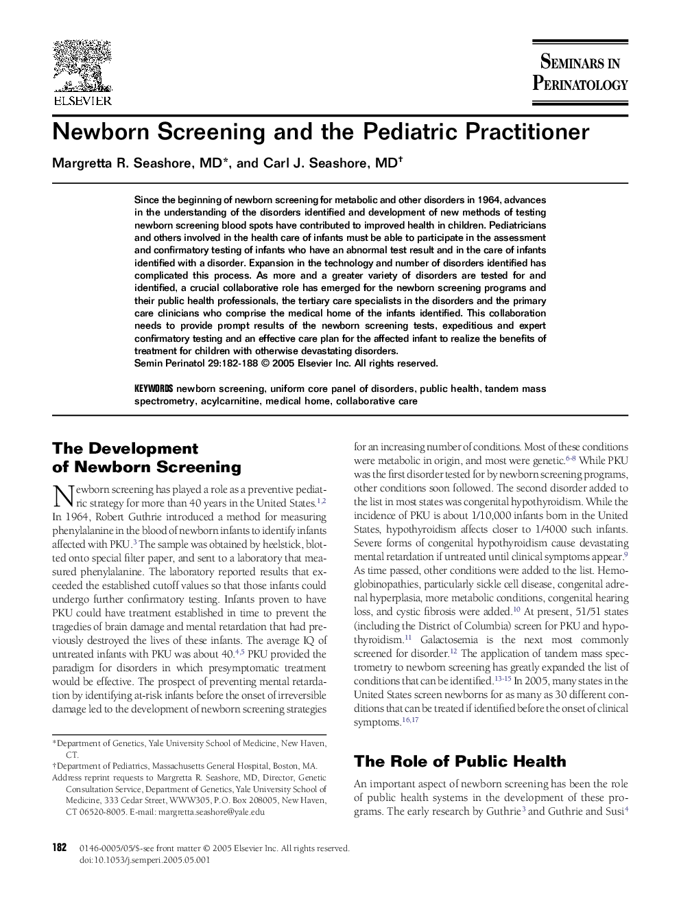 Newborn Screening and the Pediatric Practitioner