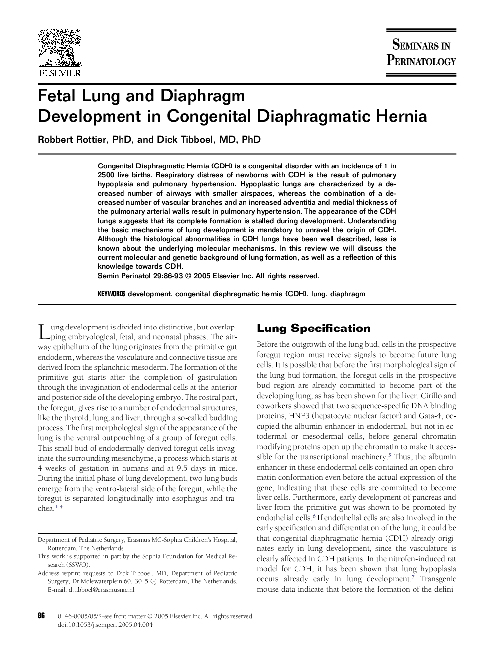 Fetal Lung and Diaphragm Development in Congenital Diaphragmatic Hernia