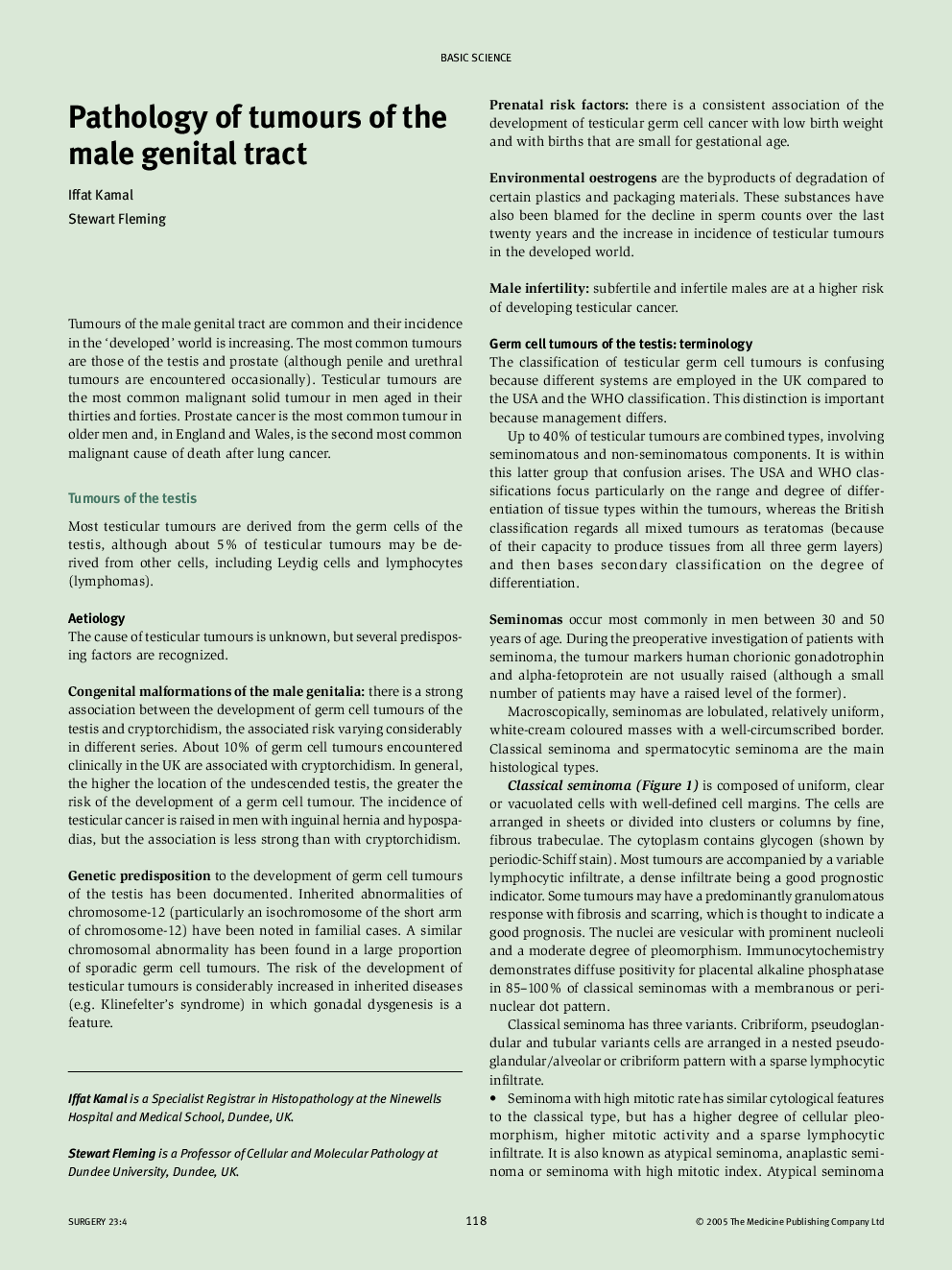 Pathology of tumours of the male genital tract