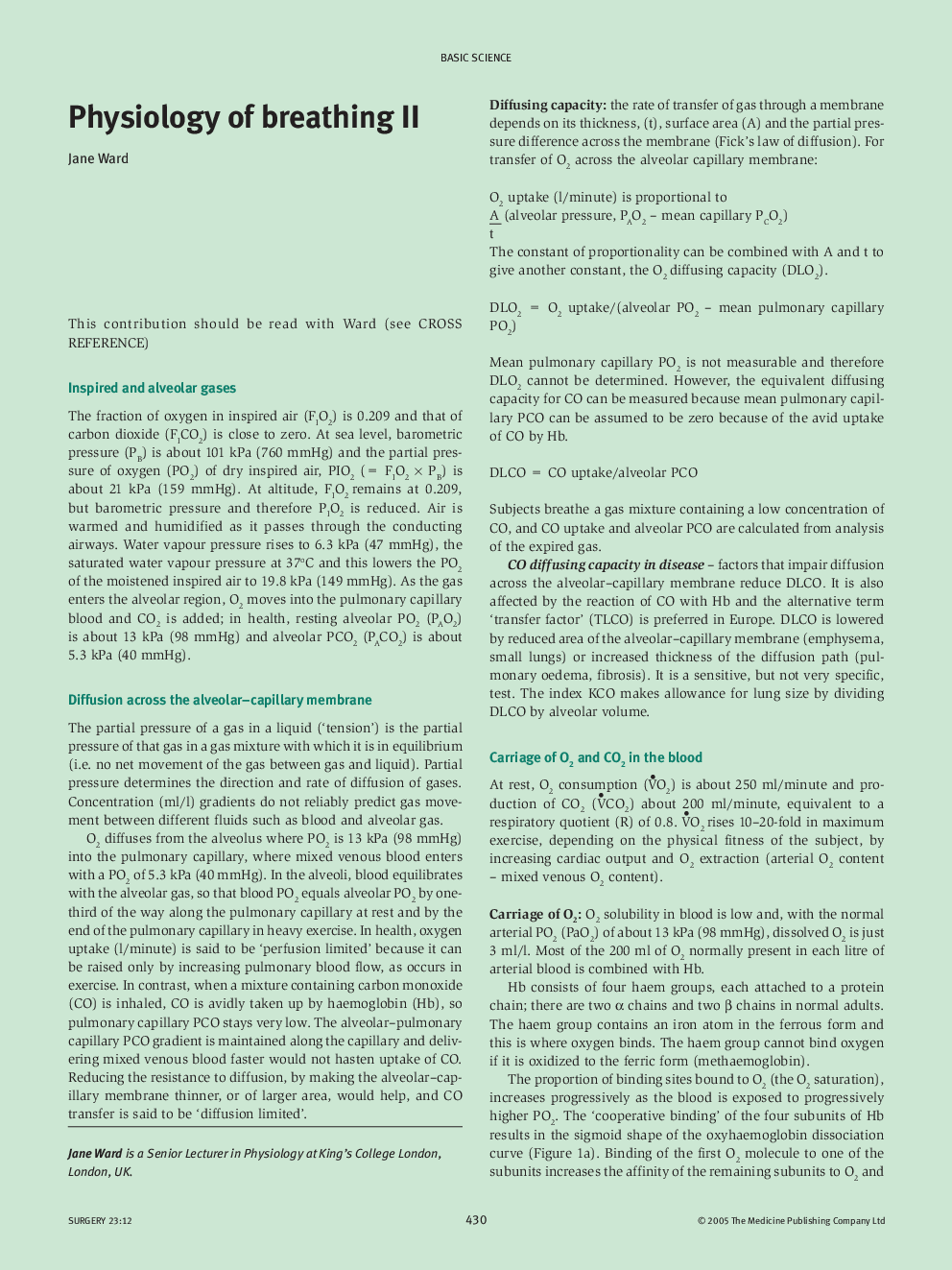 Physiology of breathing II