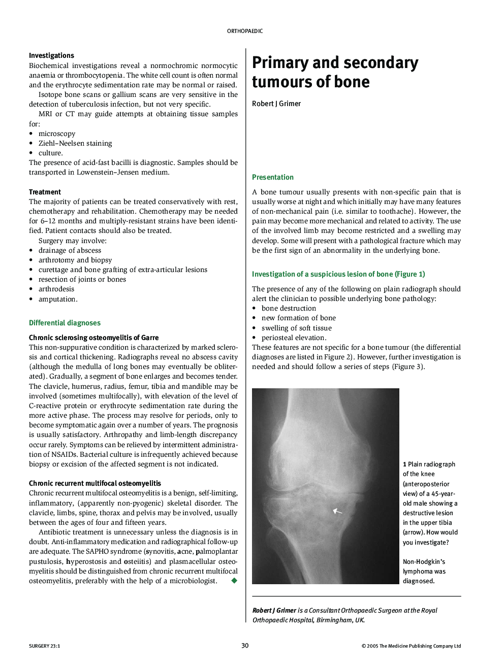 Primary and secondary tumours of bone