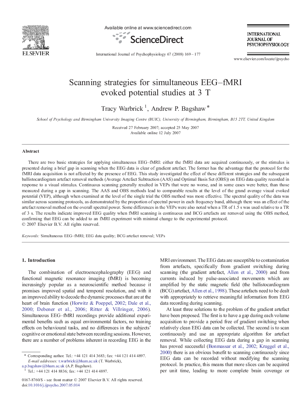 Scanning strategies for simultaneous EEG–fMRI evoked potential studies at 3 T