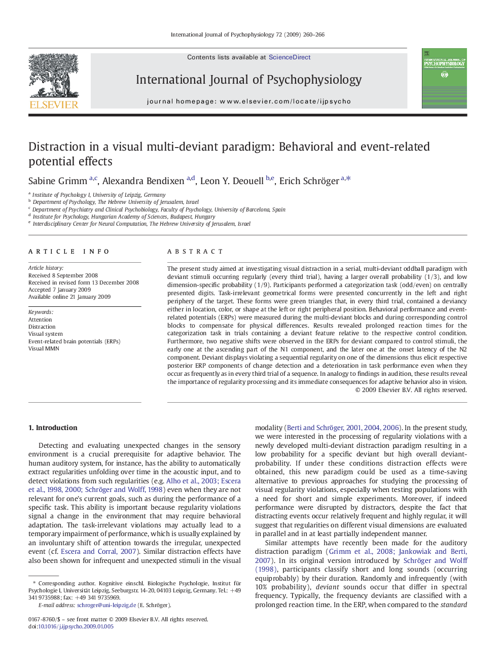 Distraction in a visual multi-deviant paradigm: Behavioral and event-related potential effects