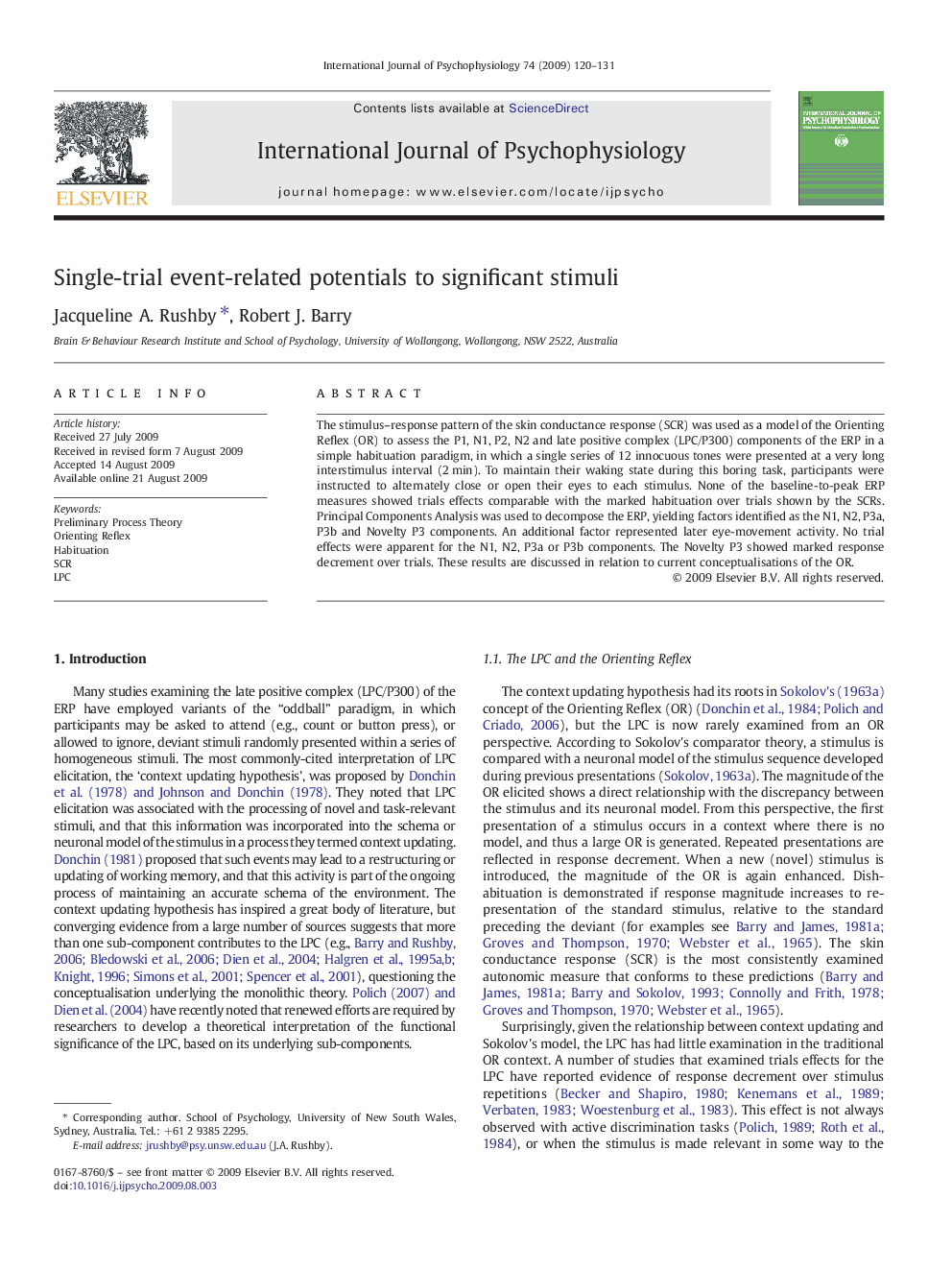 Single-trial event-related potentials to significant stimuli