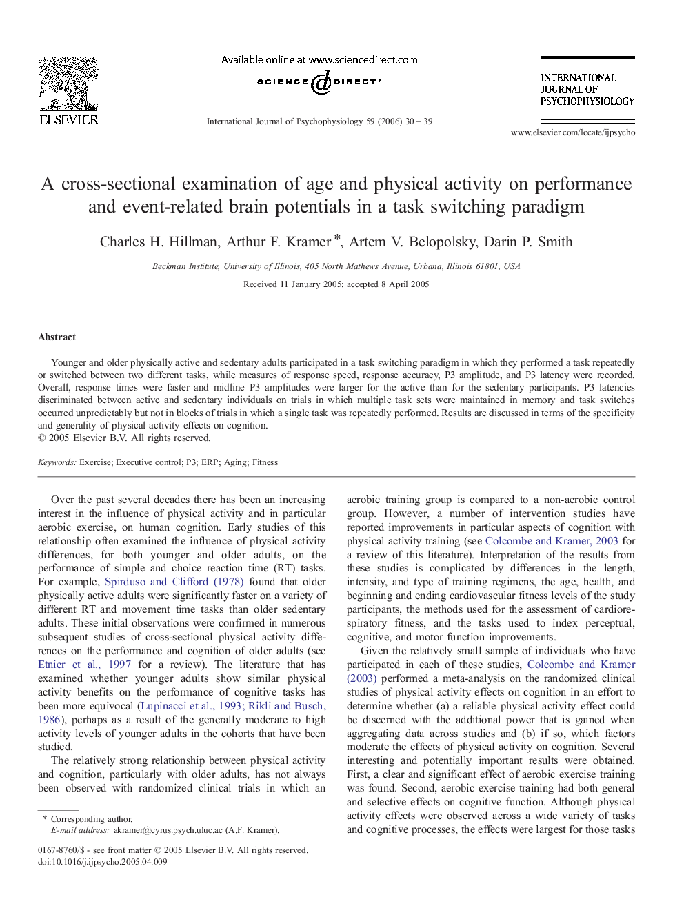 A cross-sectional examination of age and physical activity on performance and event-related brain potentials in a task switching paradigm