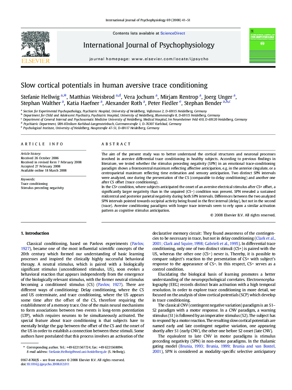 Slow cortical potentials in human aversive trace conditioning