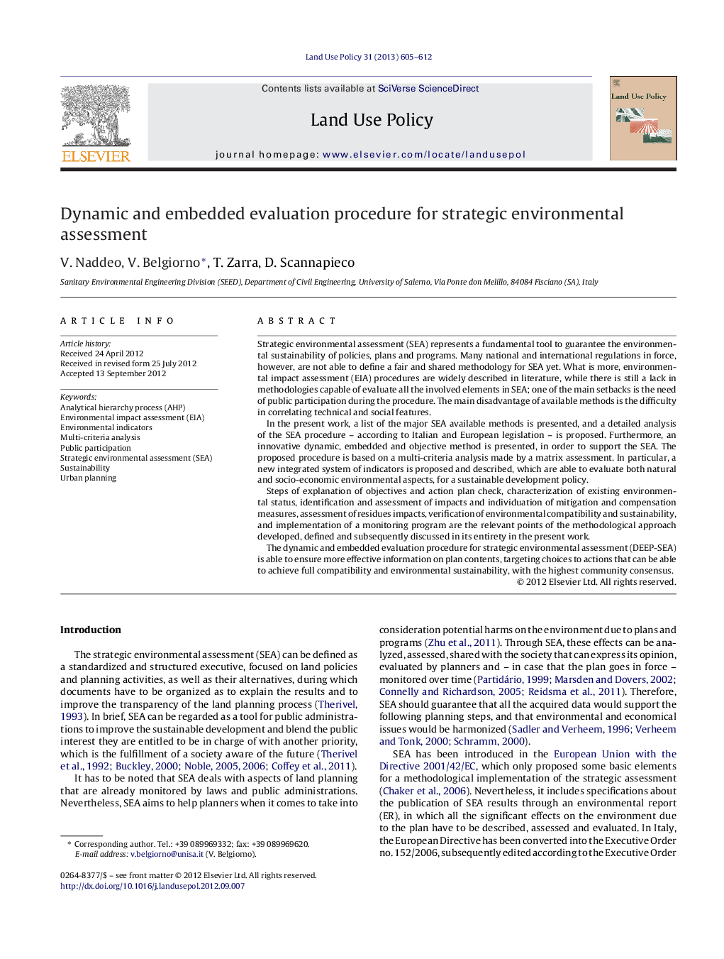 Dynamic and embedded evaluation procedure for strategic environmental assessment