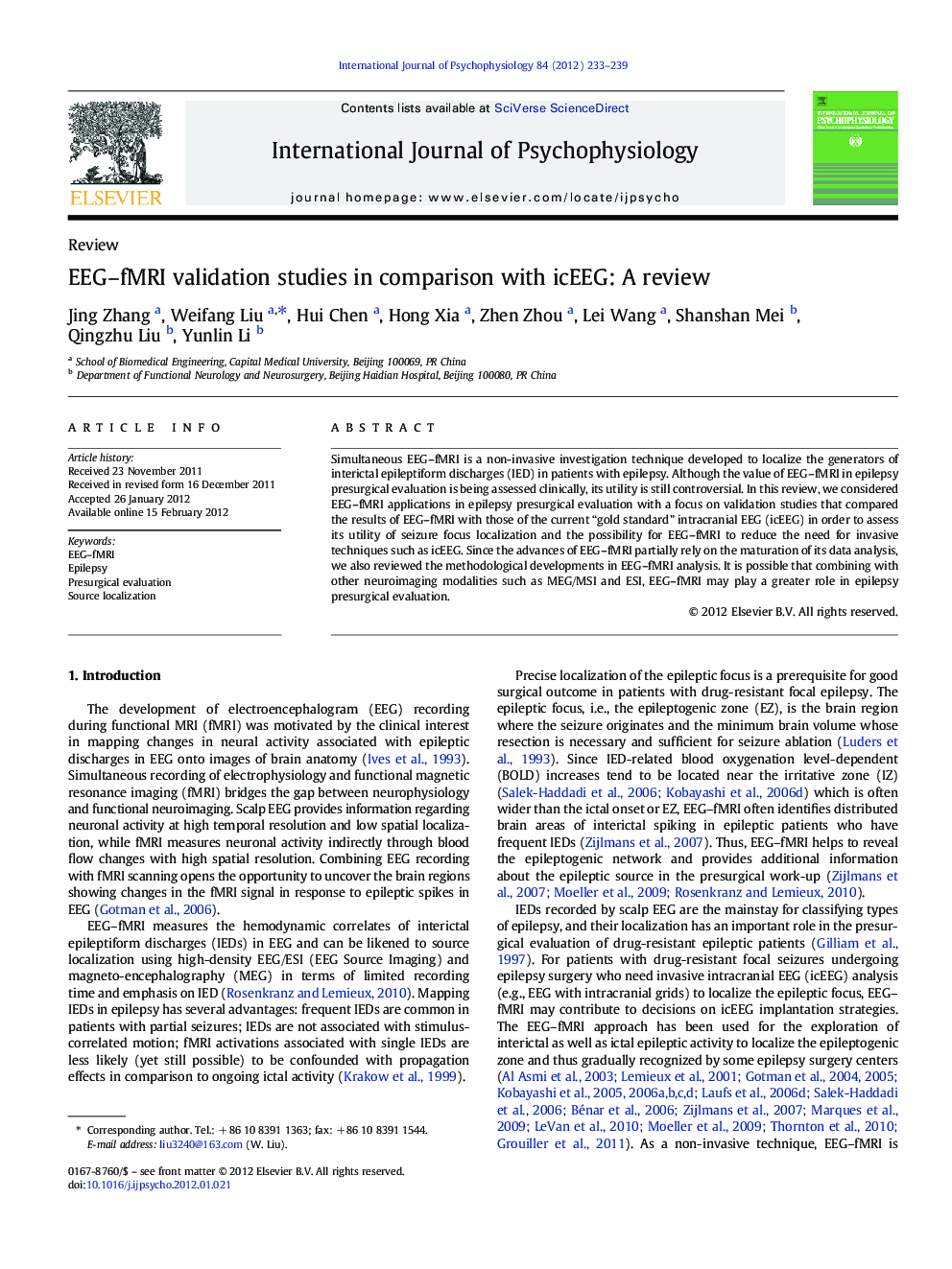 EEG–fMRI validation studies in comparison with icEEG: A review