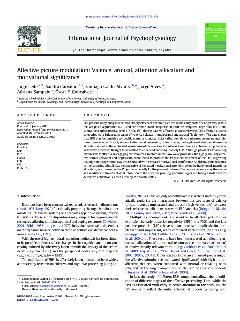 Affective picture modulation: Valence, arousal, attention allocation and motivational significance