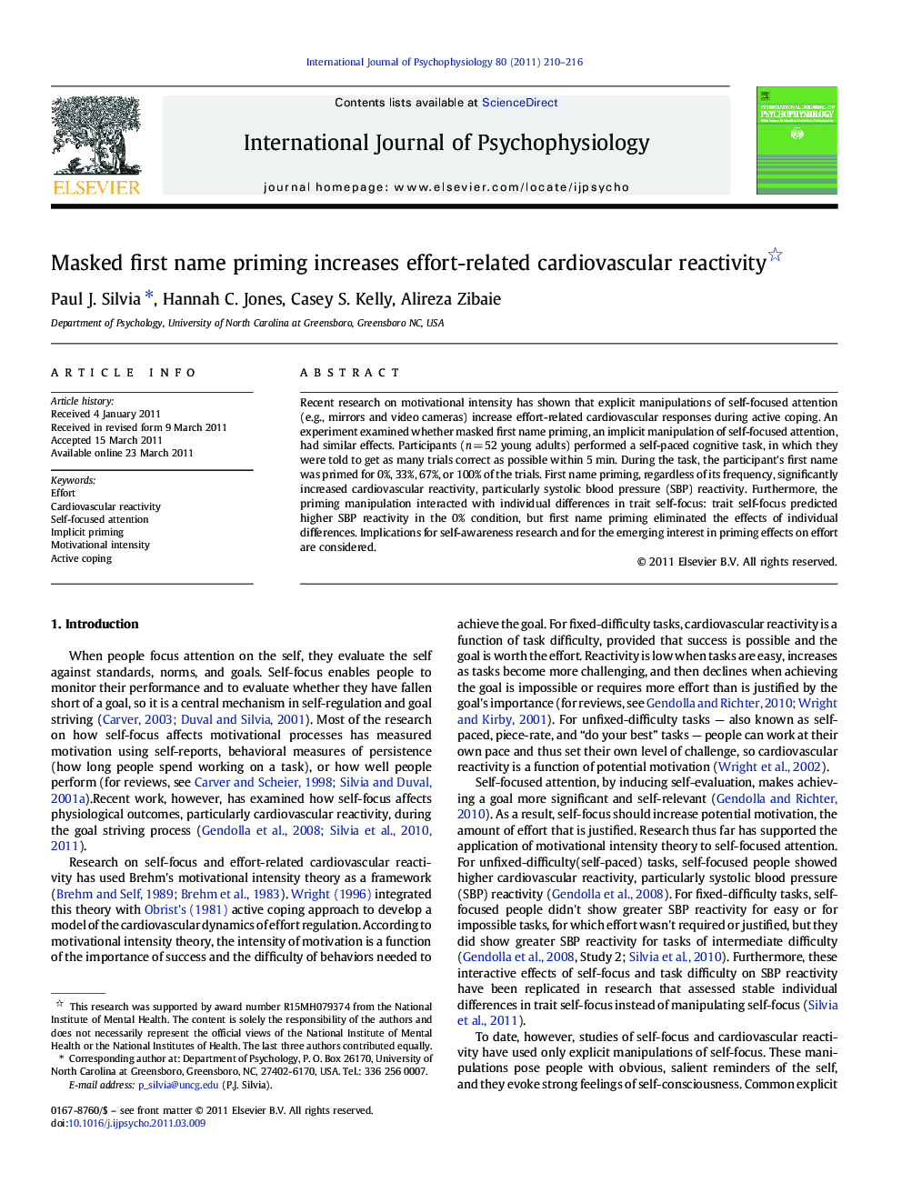 Masked first name priming increases effort-related cardiovascular reactivity 