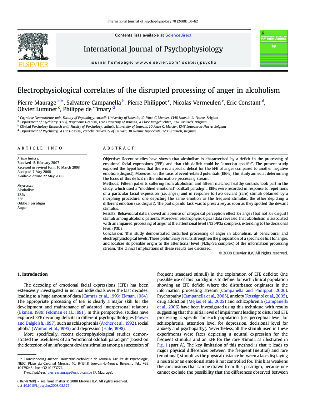 Electrophysiological correlates of the disrupted processing of anger in alcoholism