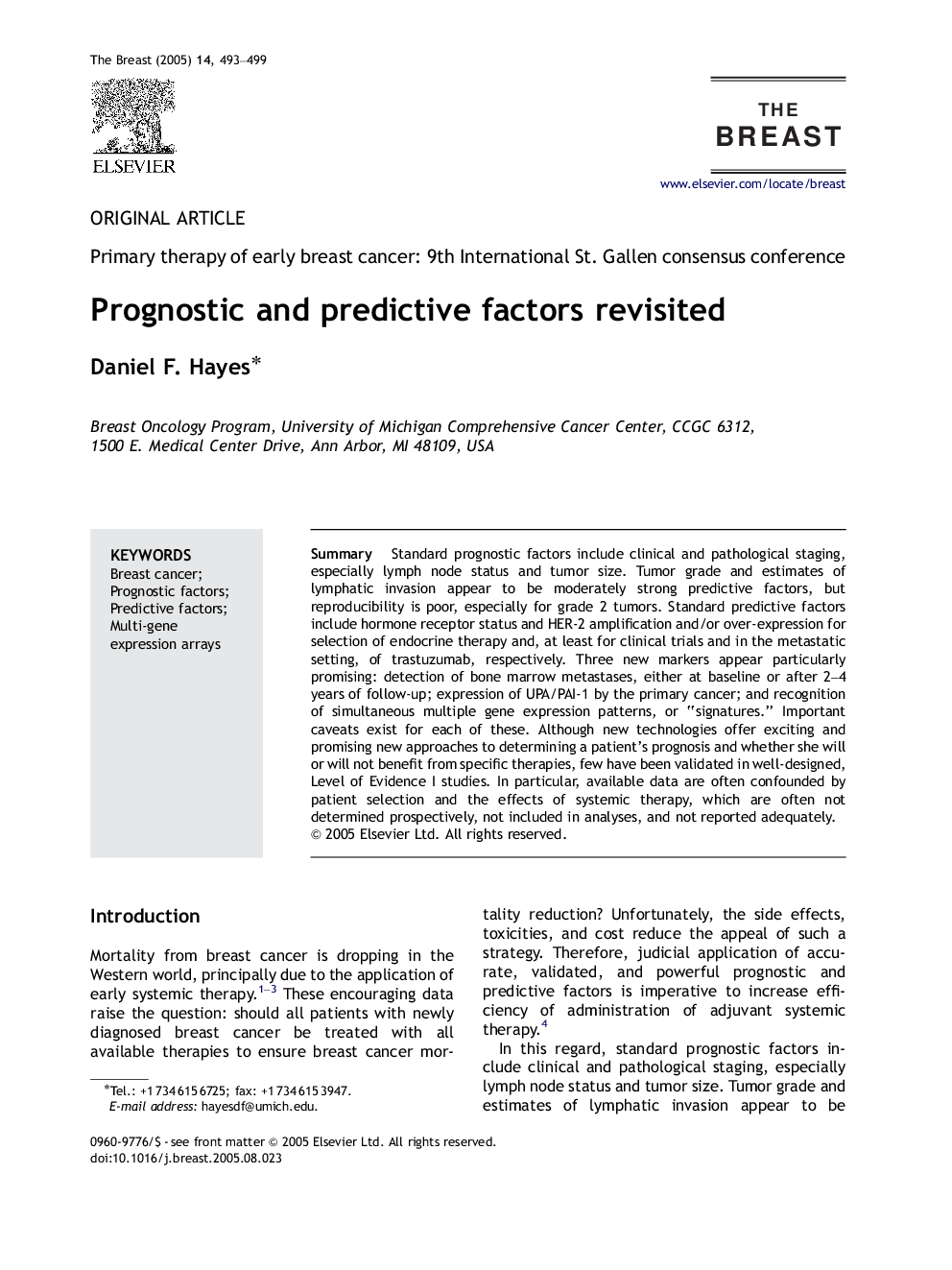 Prognostic and predictive factors revisited