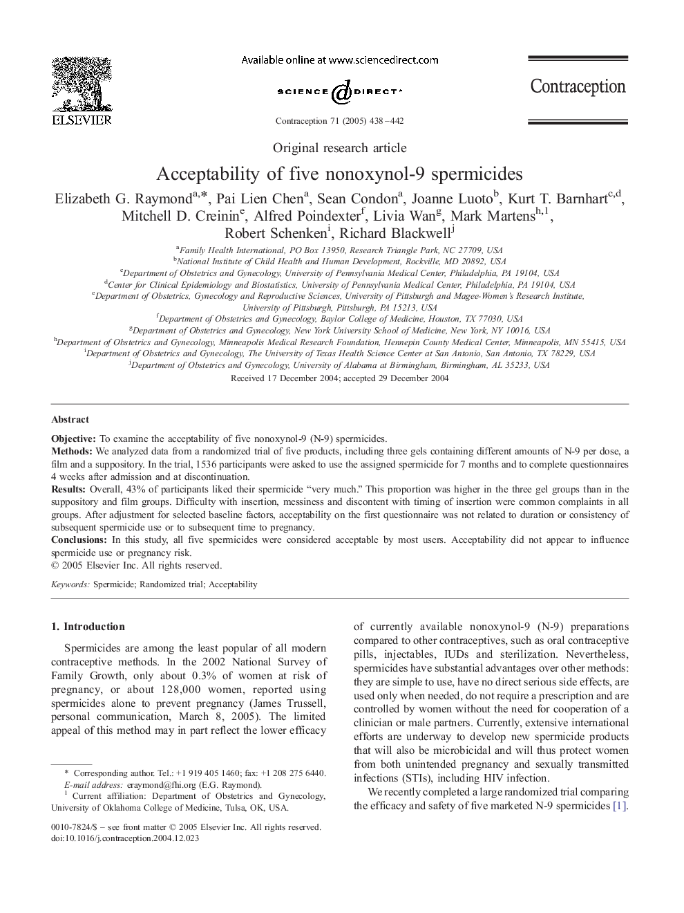 Acceptability of five nonoxynol-9 spermicides