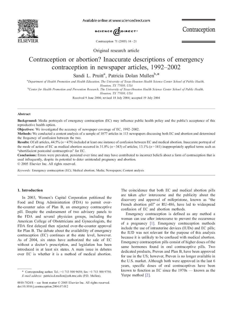 Contraception or abortion? Inaccurate descriptions of emergency contraception in newspaper articles, 1992-2002