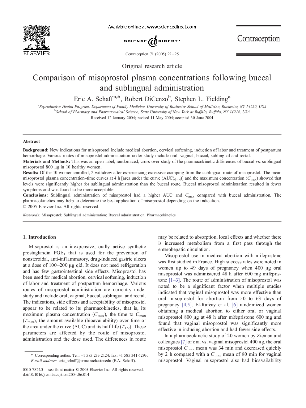 Comparison of misoprostol plasma concentrations following buccal and sublingual administration