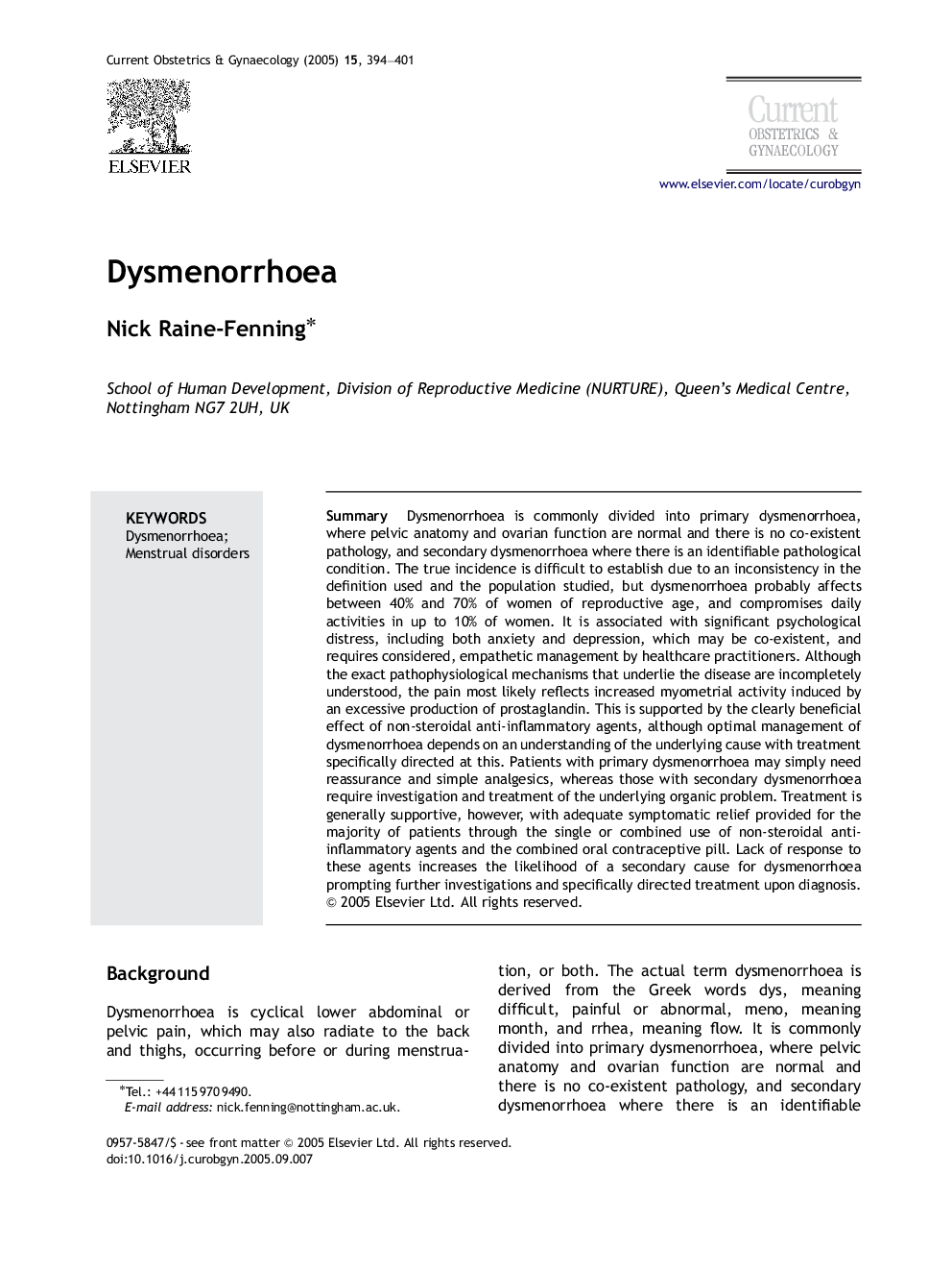 Dysmenorrhoea