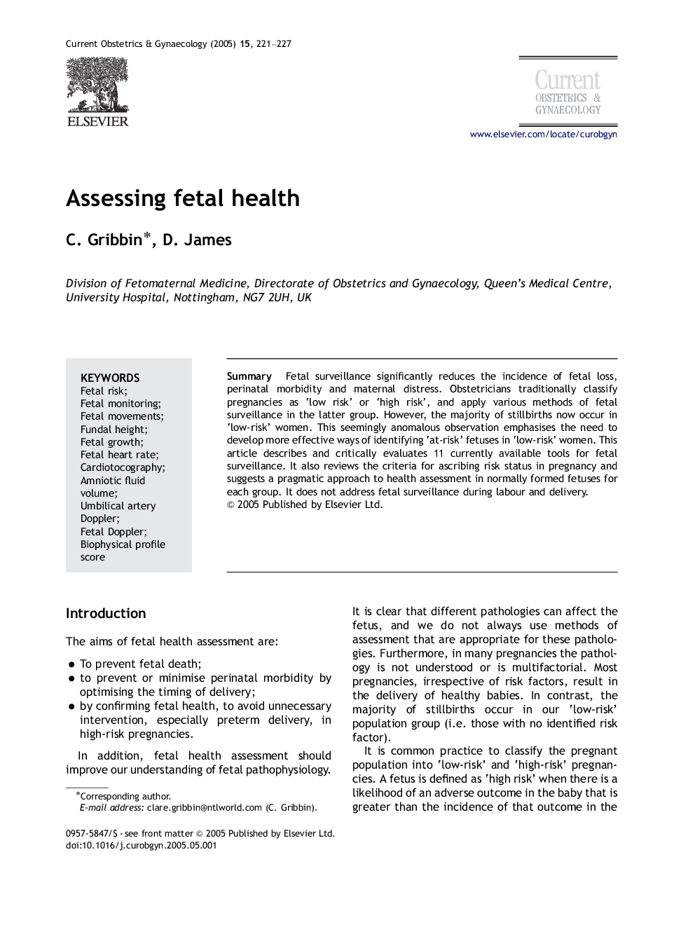 Assessing fetal health