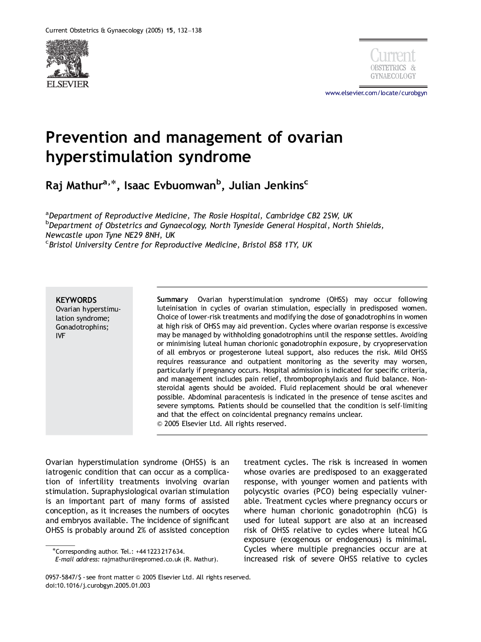 Prevention and management of ovarian hyperstimulation syndrome