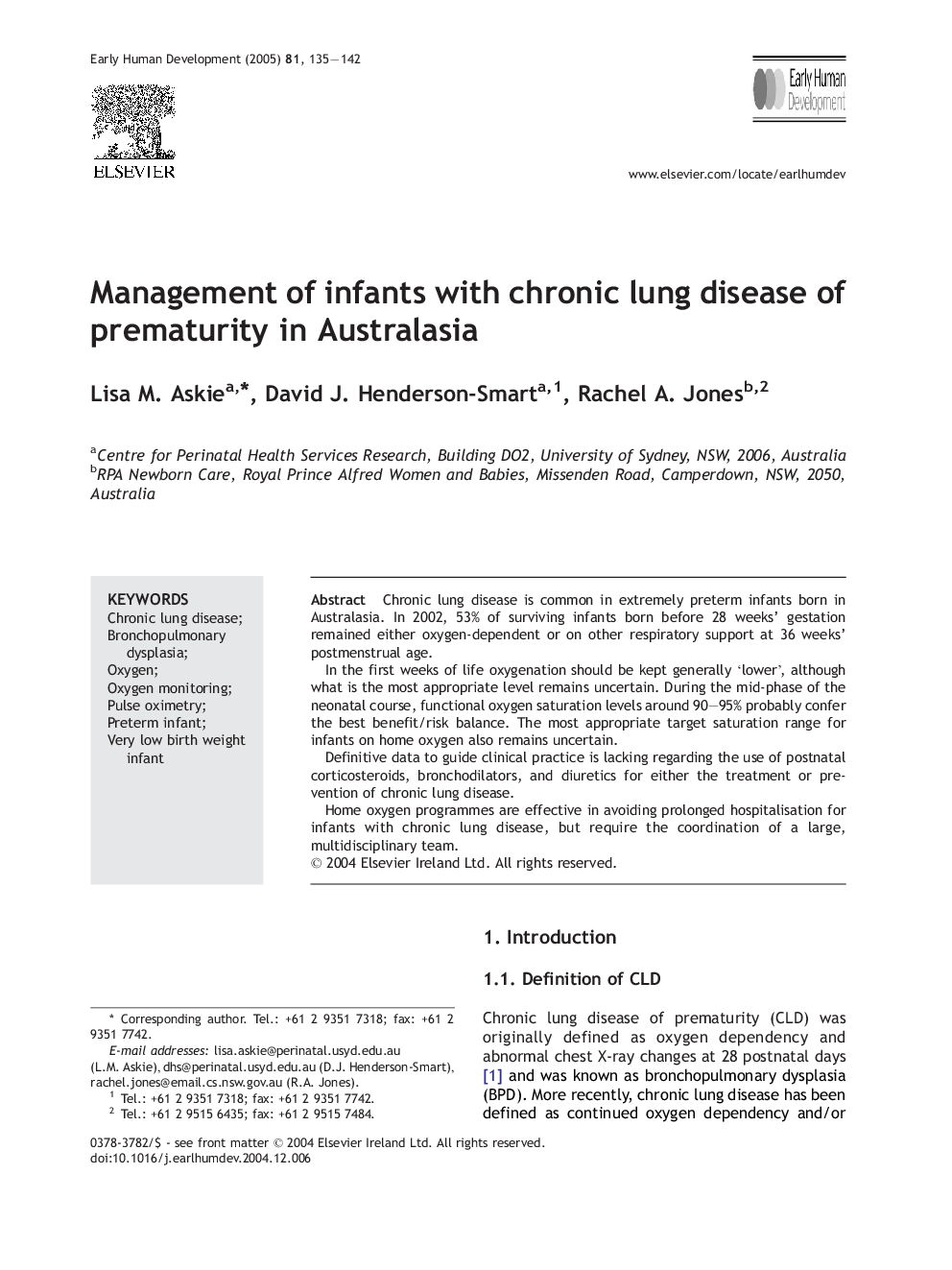 Management of infants with chronic lung disease of prematurity in Australasia