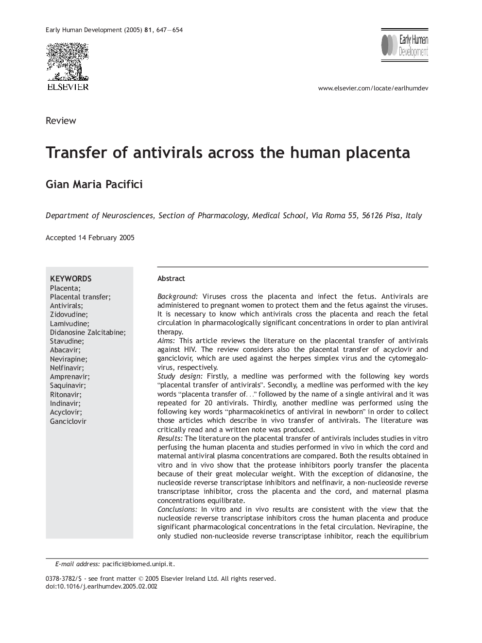 Transfer of antivirals across the human placenta