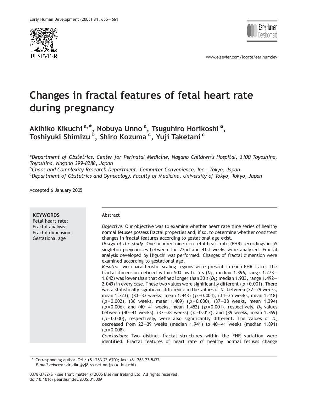 Changes in fractal features of fetal heart rate during pregnancy