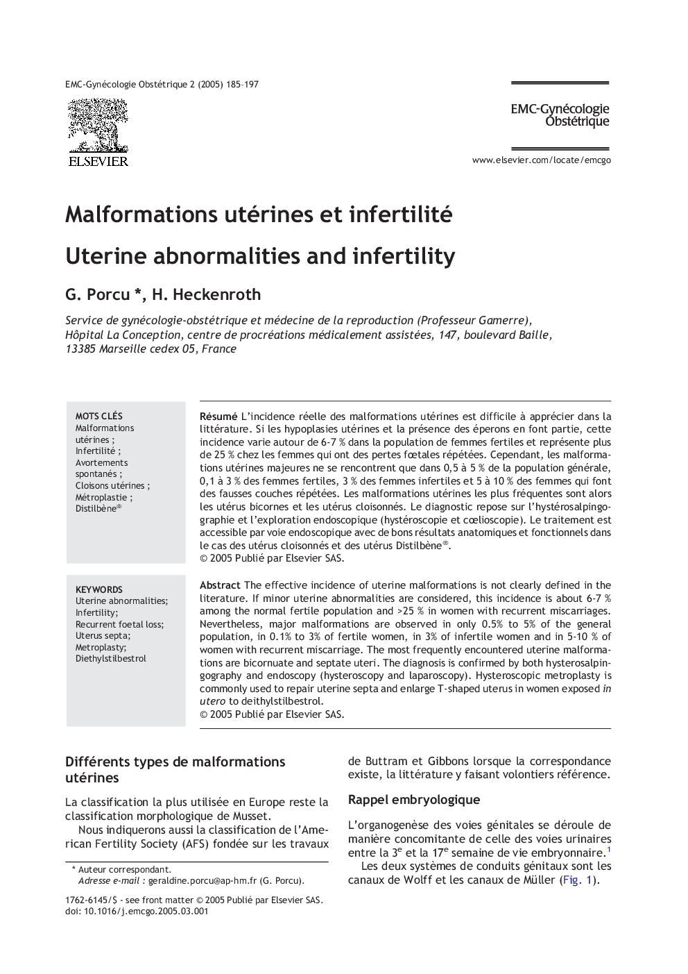 Malformations utérines et infertilité