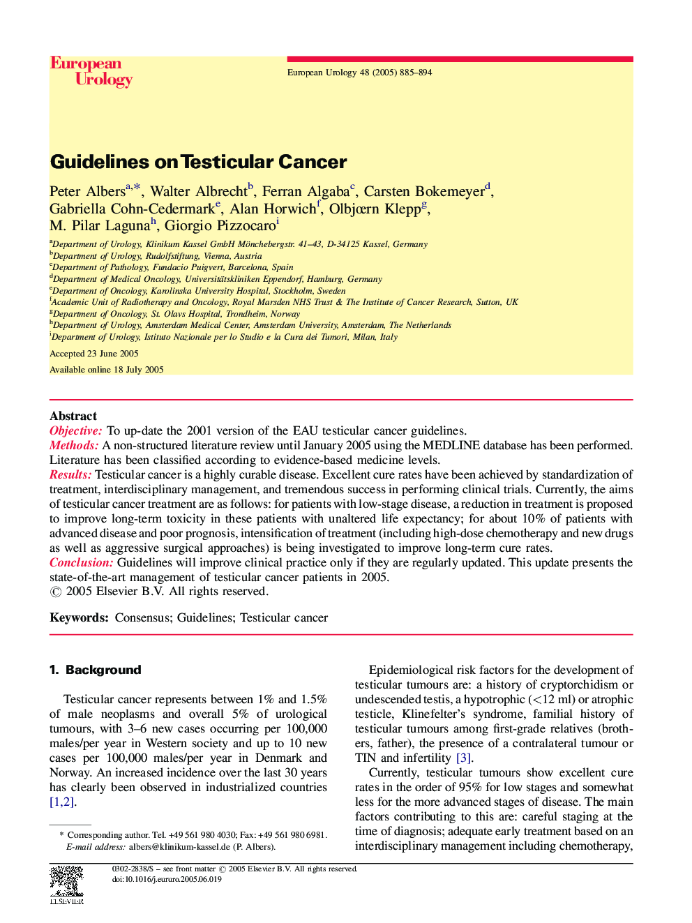 Guidelines on Testicular Cancer